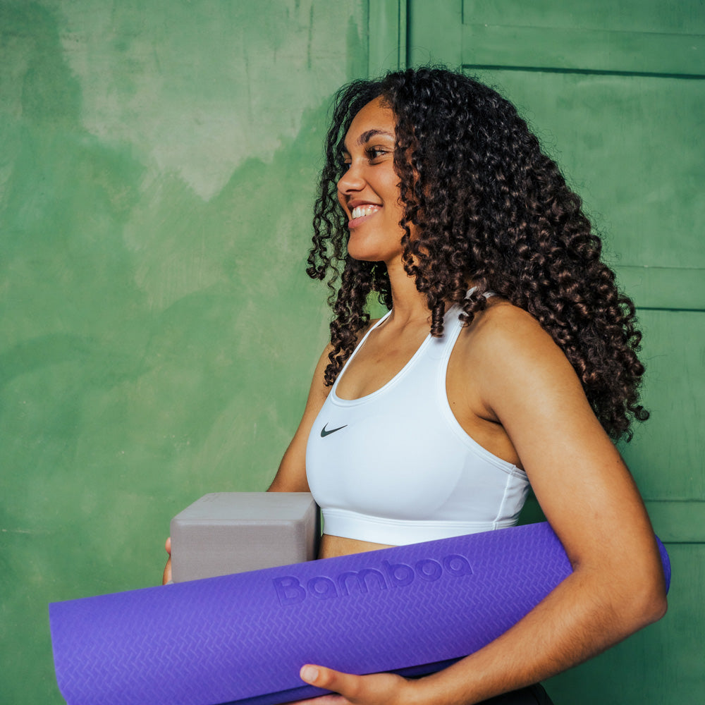 Set di blocchi da yoga Bamboa in schiuma viola
